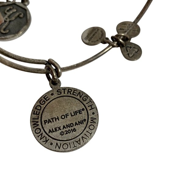 Alex & Ani Silver Charm Bangles Set Of 5 Ice Cream, K, Path of Life, Red Drop - Picture 4 of 4